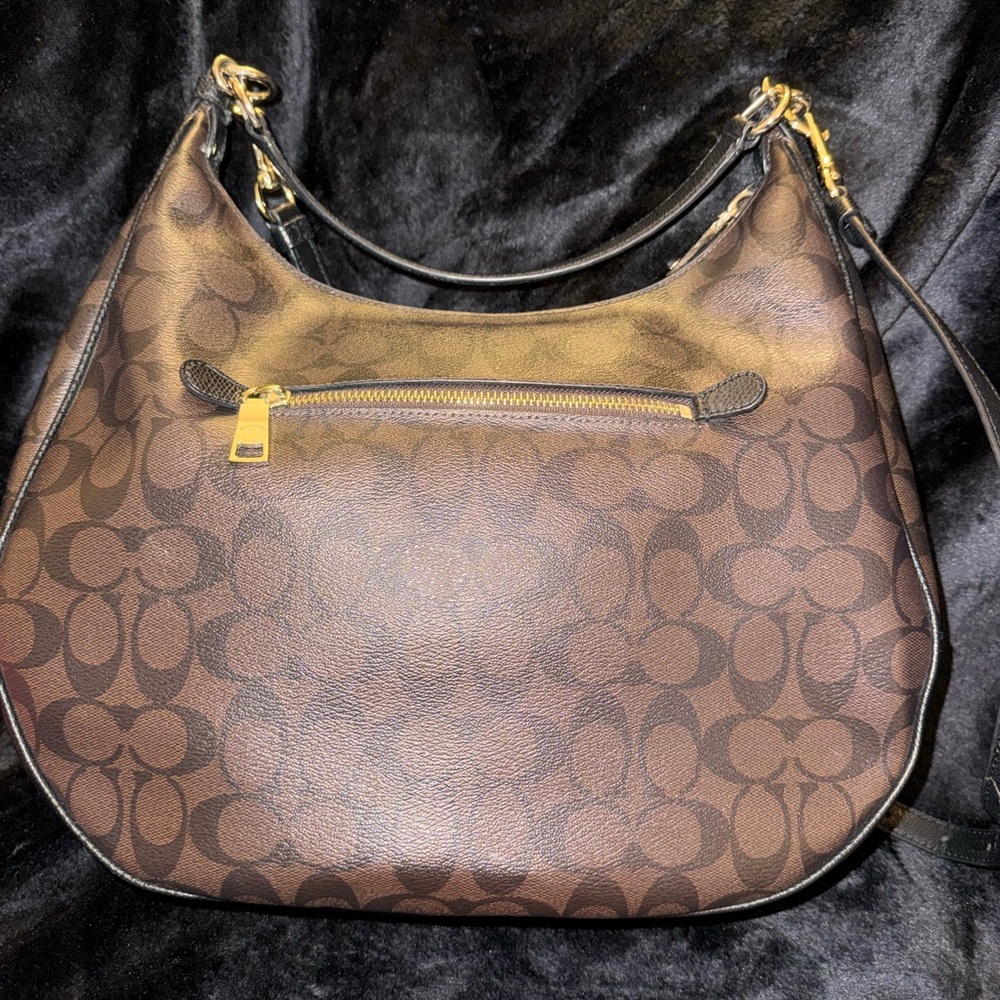 Coach Harvey East West Convertible Signature Brown and Black Hobo Bag F38300 - Picture 4 of 13